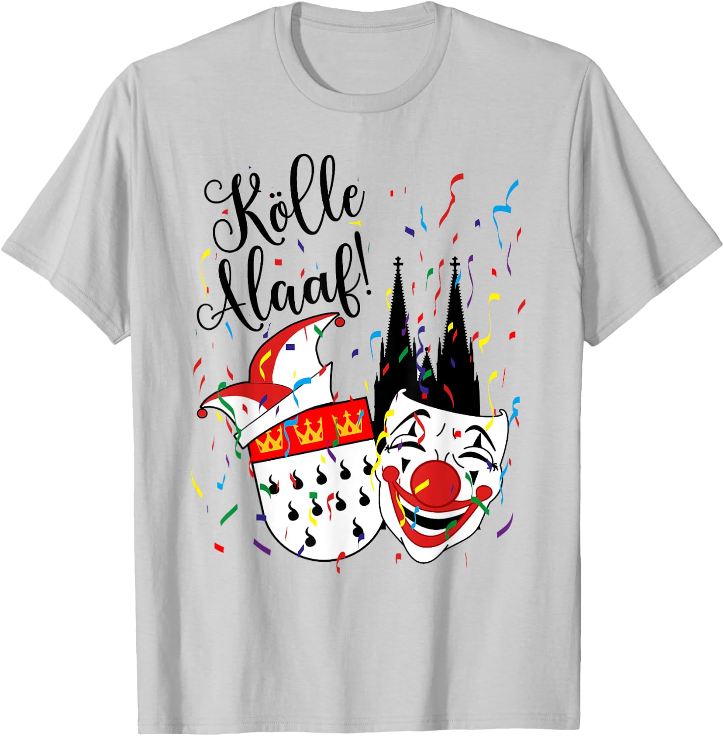 Karneval Fasching Konfetti Party Alaaf Kostüm Kölle Alaaf Confetti Carnival Parade for Adults, Children, Multicoloured, Small, Short Sleeves, Spring, 1 Count T-Shirt - T-Shirt | Ash