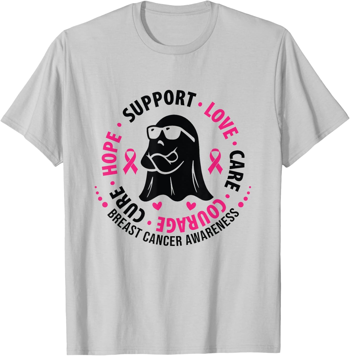 Fight Breast Survivor American Flag Breast Cancer Awareness T-Shirt - T-Shirt | Ash