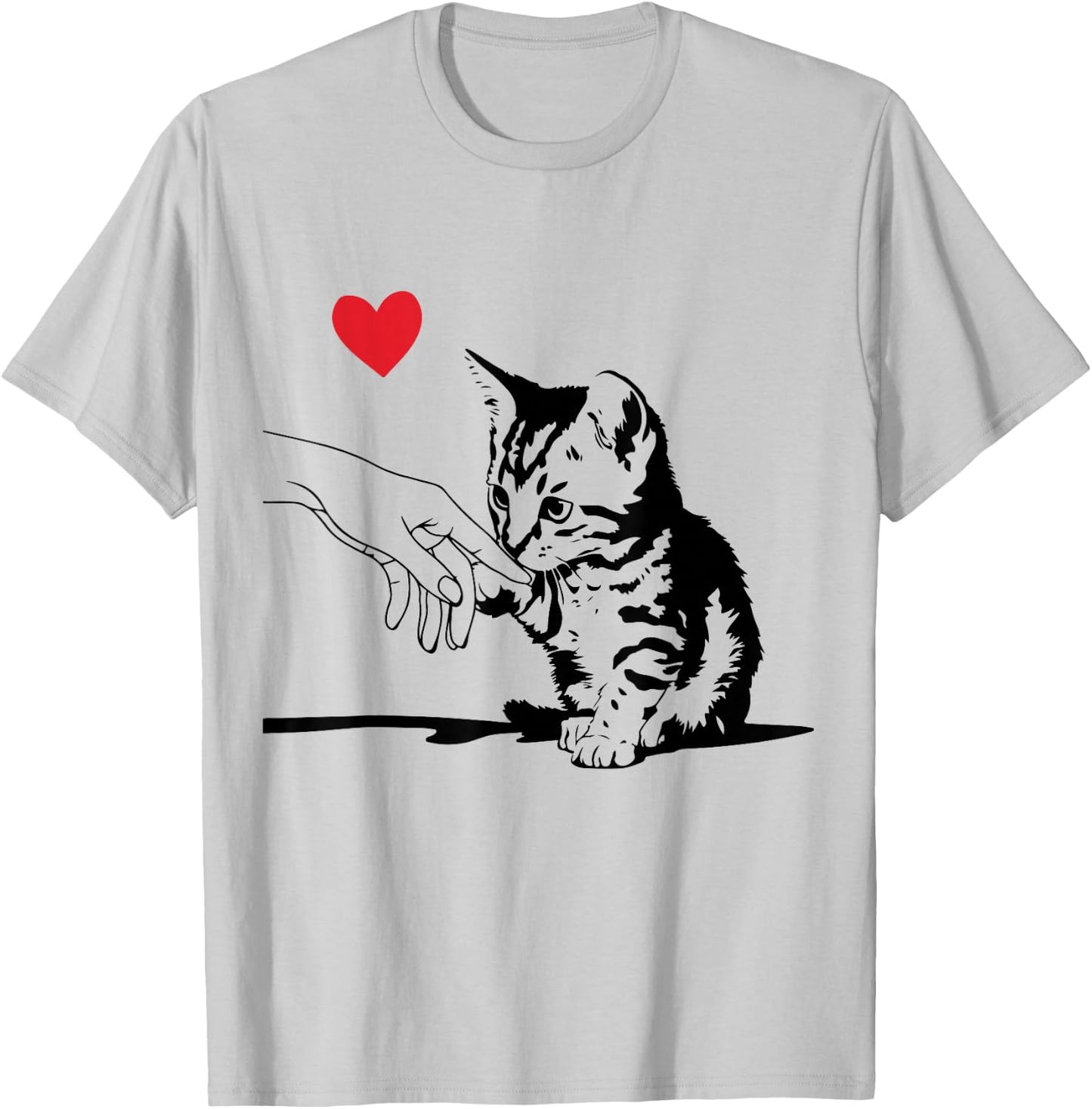 Cute Tabby Cat Love Heart Kitten Mom Dad Toddler Lover Gift T-Shirt - T-Shirt | Ash