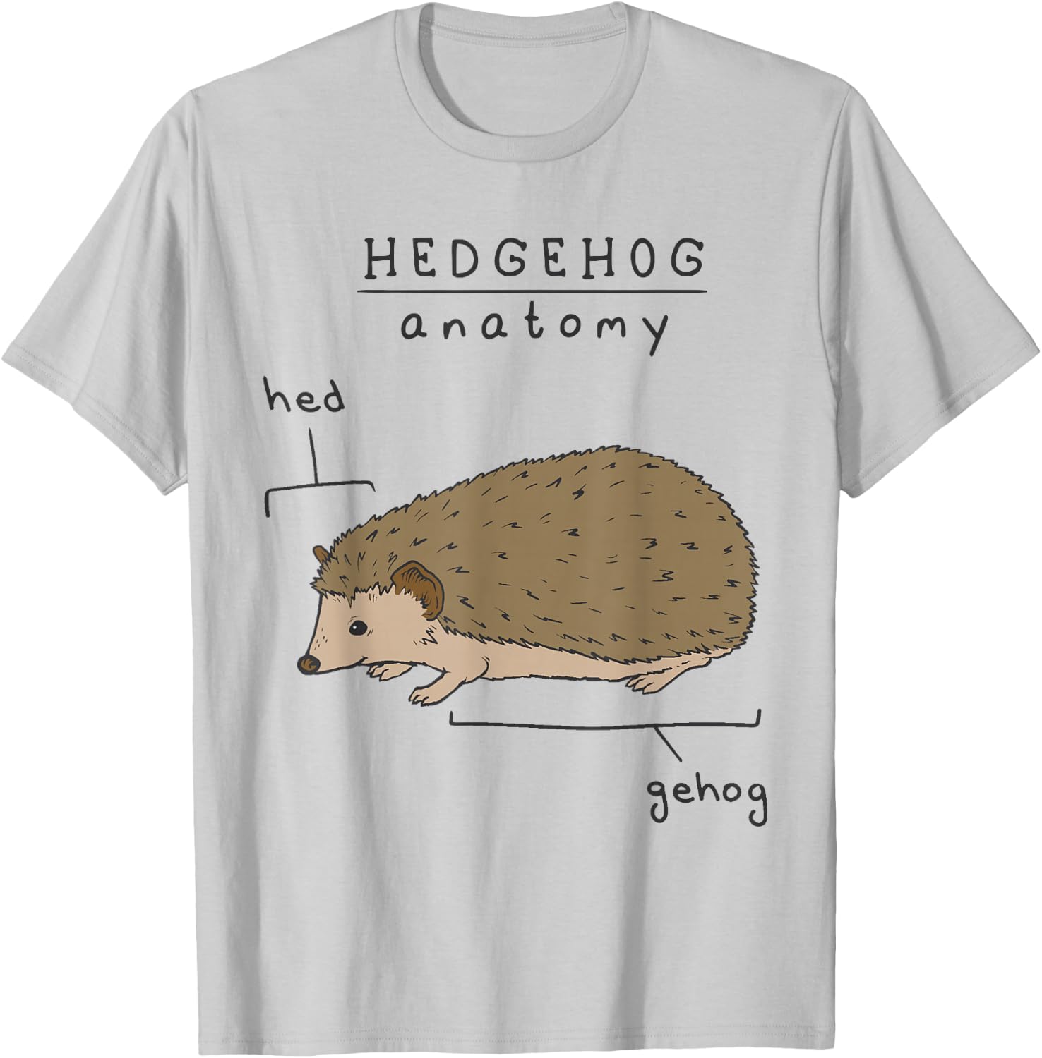 Funny Anatomy of a Hedgehog T-Shirt - T-Shirt | Ash