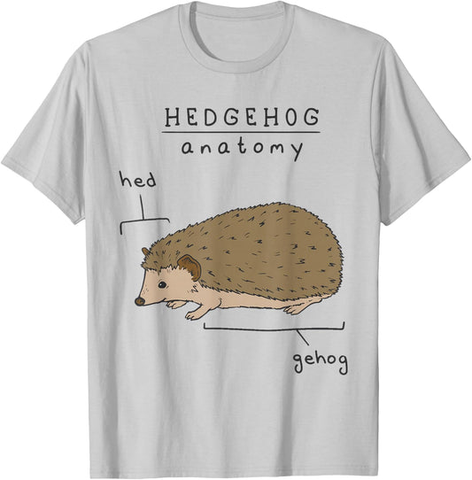 Funny Anatomy of a Hedgehog T-Shirt - T-Shirt | Ash