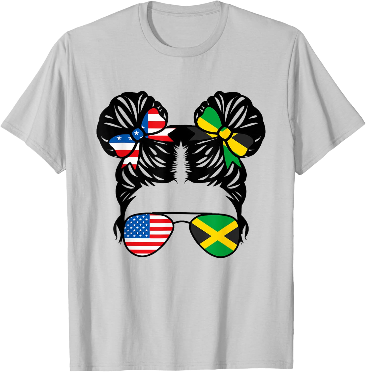 Half American Half Jamaican Girl USA Jamaica Flag Patriot T-Shirt - T-Shirt | Ash