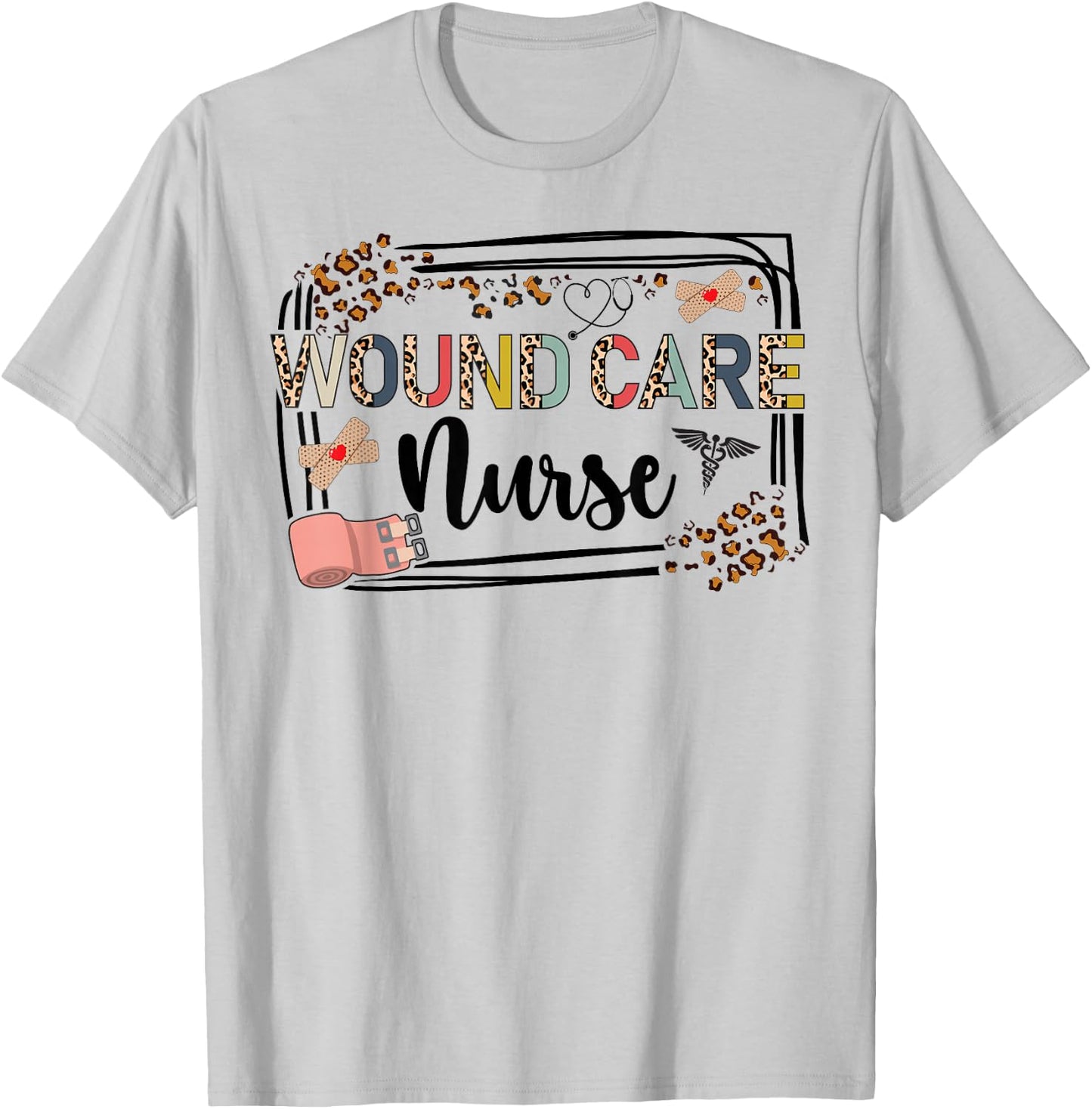 Wound Care Nurse Leopard Wound Nurse Wound Care Nursing T-Shirt - T-Shirt | Ash