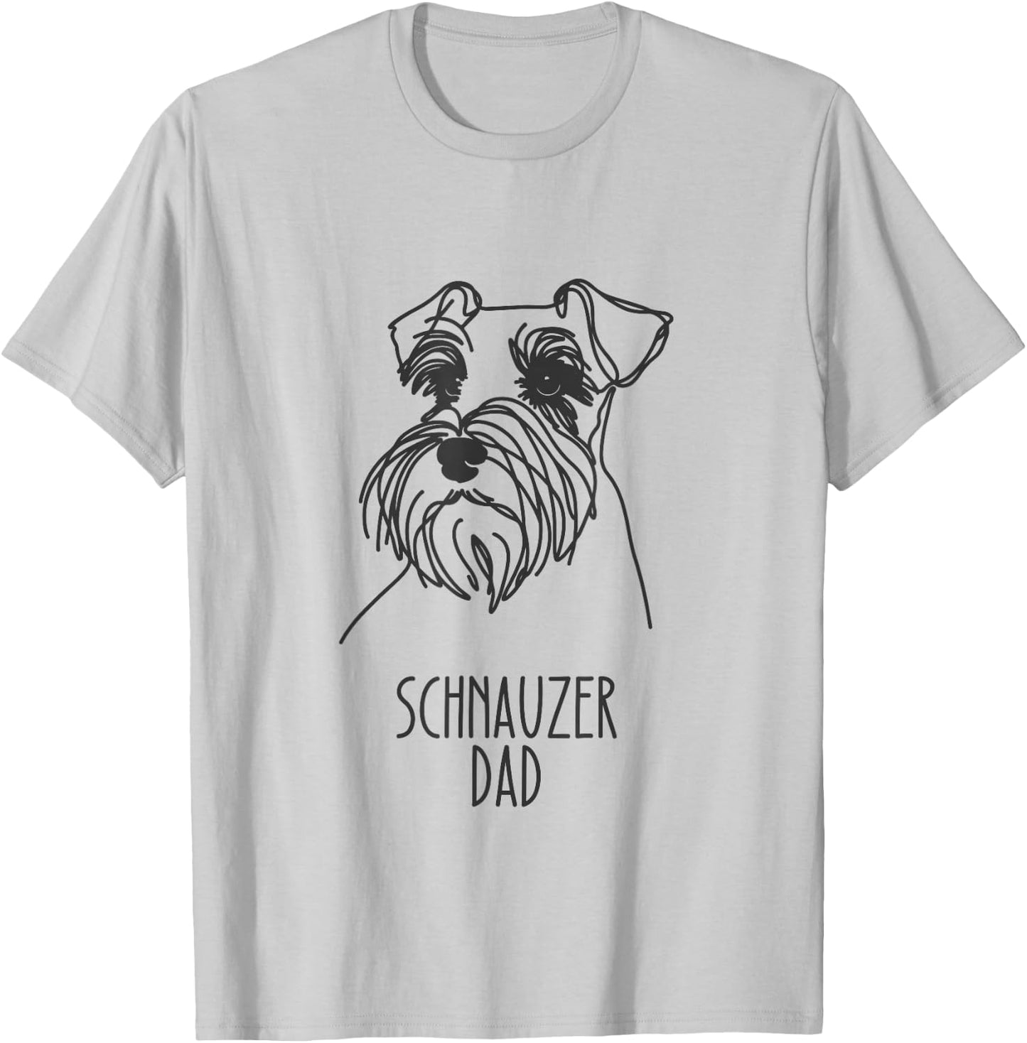 Line Art Best Dog Dad Men - Schnauzer T-Shirt - T-Shirt | Ash