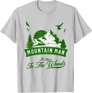 Mountain Man - At Home In The Woods T-Shirt - T-Shirt | Ash