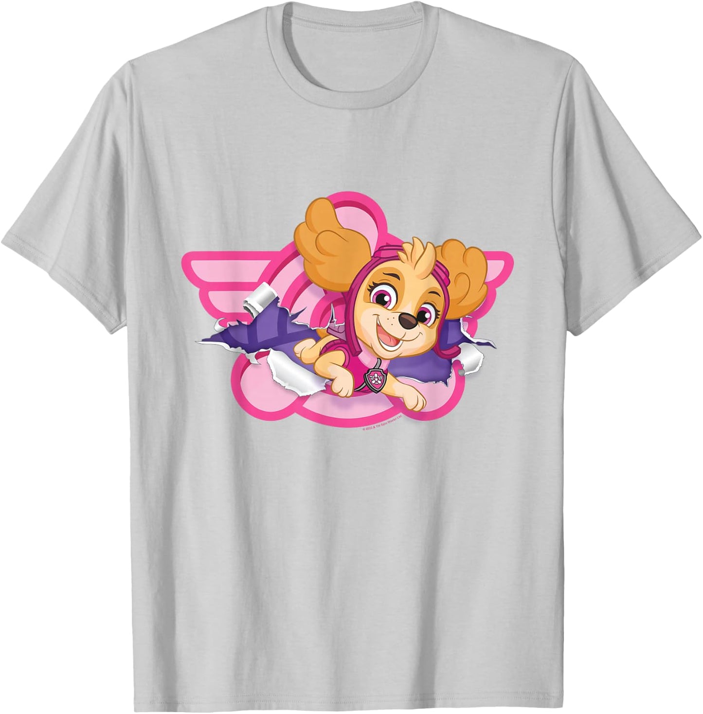Paw Patrol Skye Cloud Torn Badge T-Shirt - T-Shirt | Ash