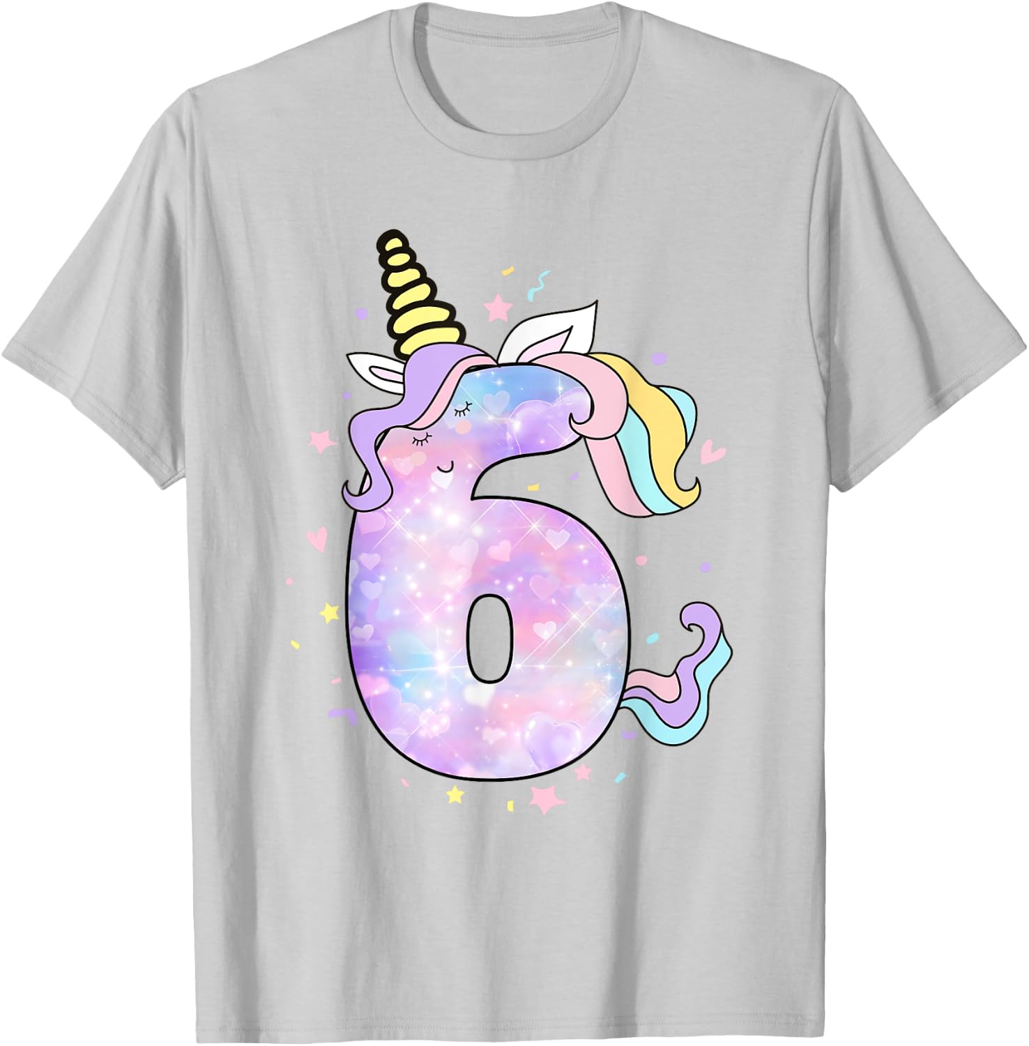 Unicorn Birthday Shirts for Girls Outfit 6th Six Year Old T-Shirt - T-Shirt | Ash