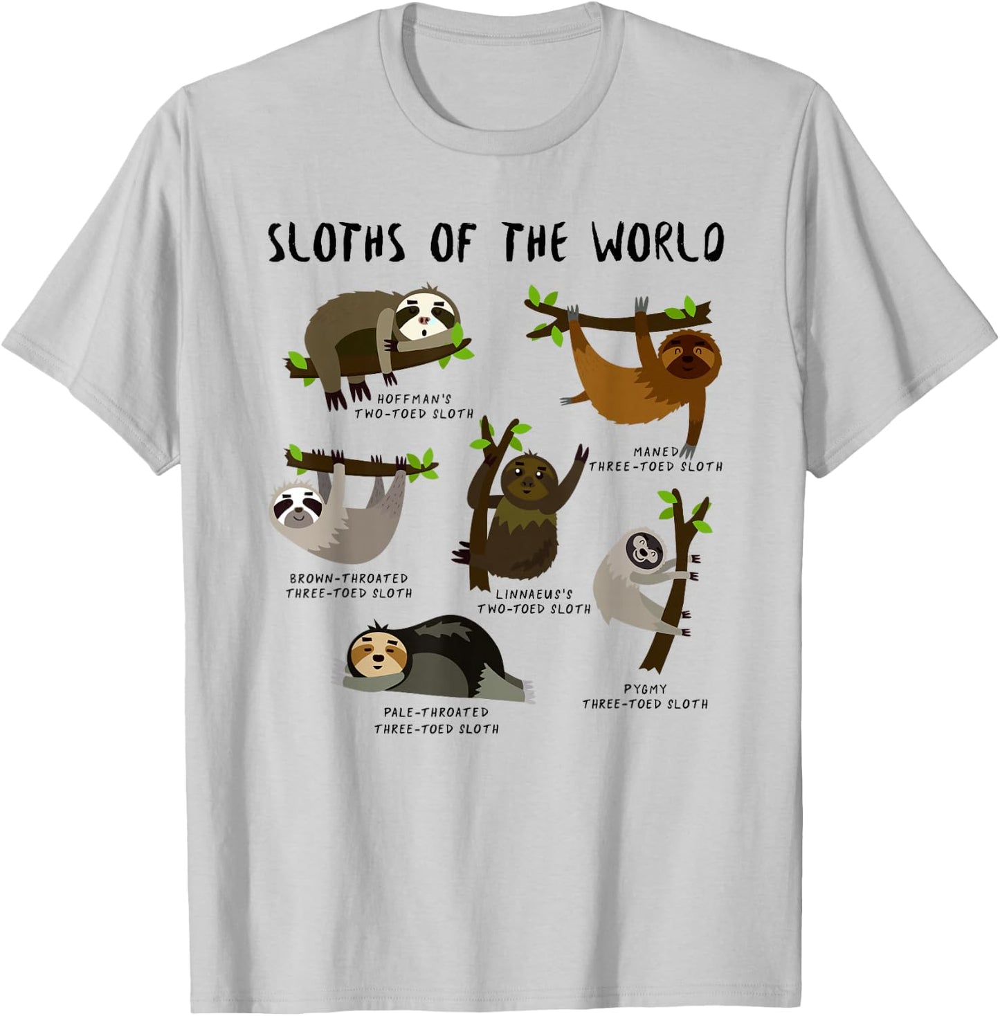 Kids Youth Boys Sloth Animal Design Themed - Types of Sloths T-Shirt - T-Shirt | Ash
