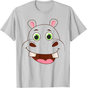 Cute Hippo Face Costume Animal Costume for Kids and Toddlers T-Shirt - T-Shirt | Ash