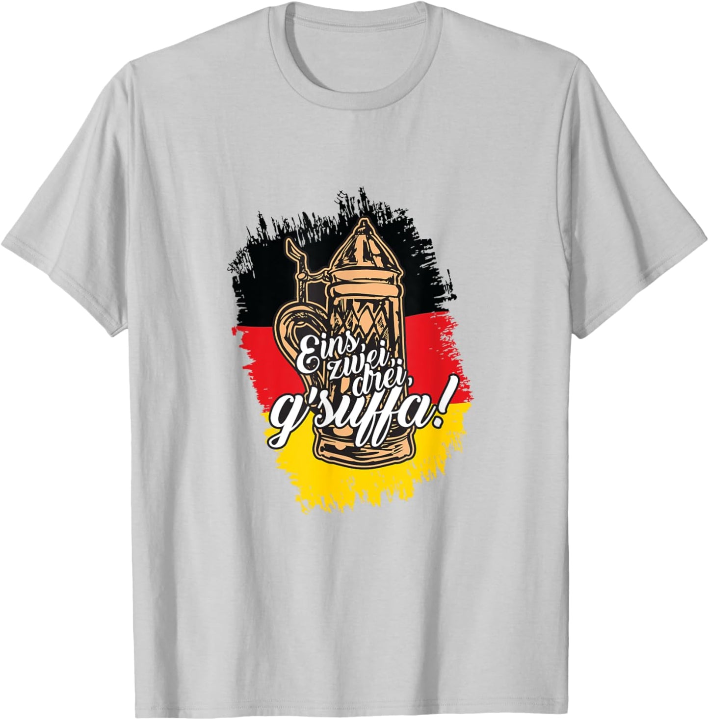 "Eins, Zwei, Drei, G'suffa" German Oktoberfest T-Shirt - T-Shirt | Ash