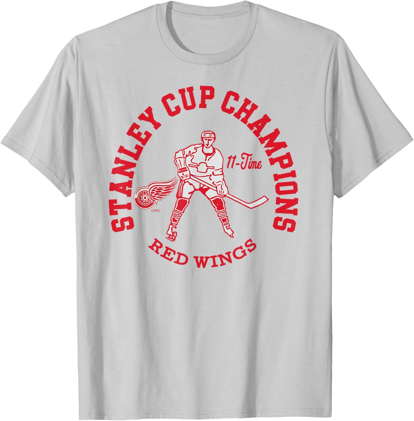 Detroit Red Wings Stanley Cup Champions 11-Time Logo T-Shirt - T-Shirt | Ash