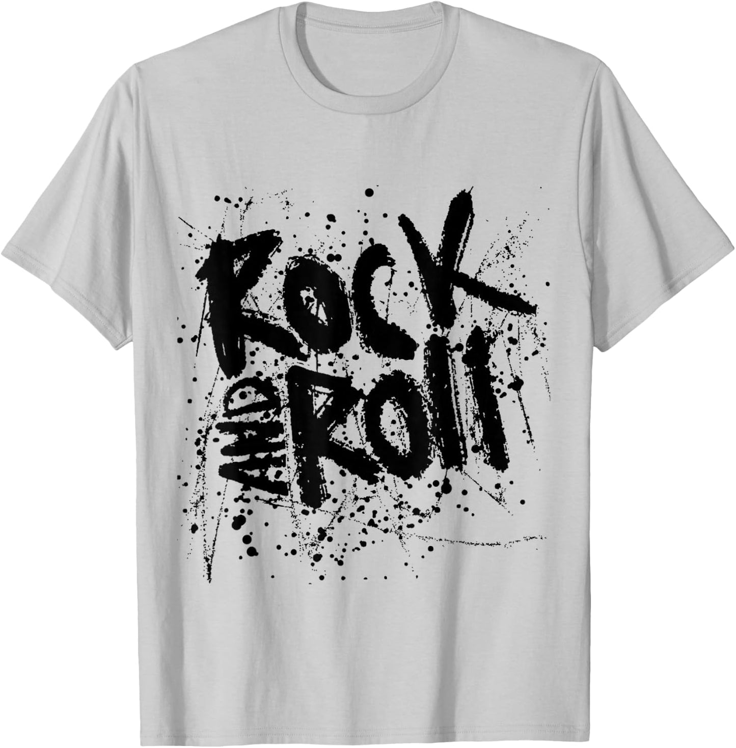 Rock and Roll Cool Hipster Grunge Effect Lettering T-Shirt - T-Shirt | Ash