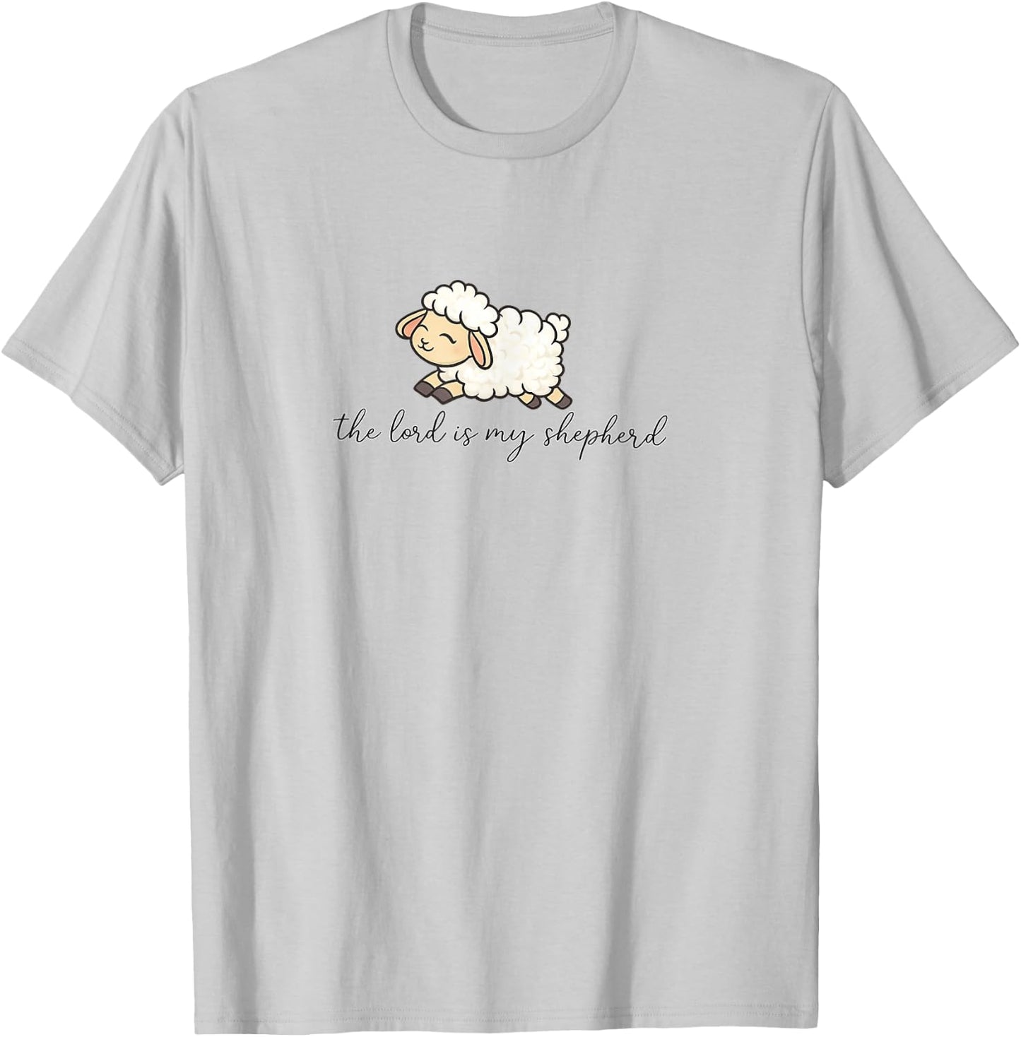 The Lord is My Shepherd Lamb Design Salmo 23:1 Cute Sheep T-Shirt - T-Shirt | Ash