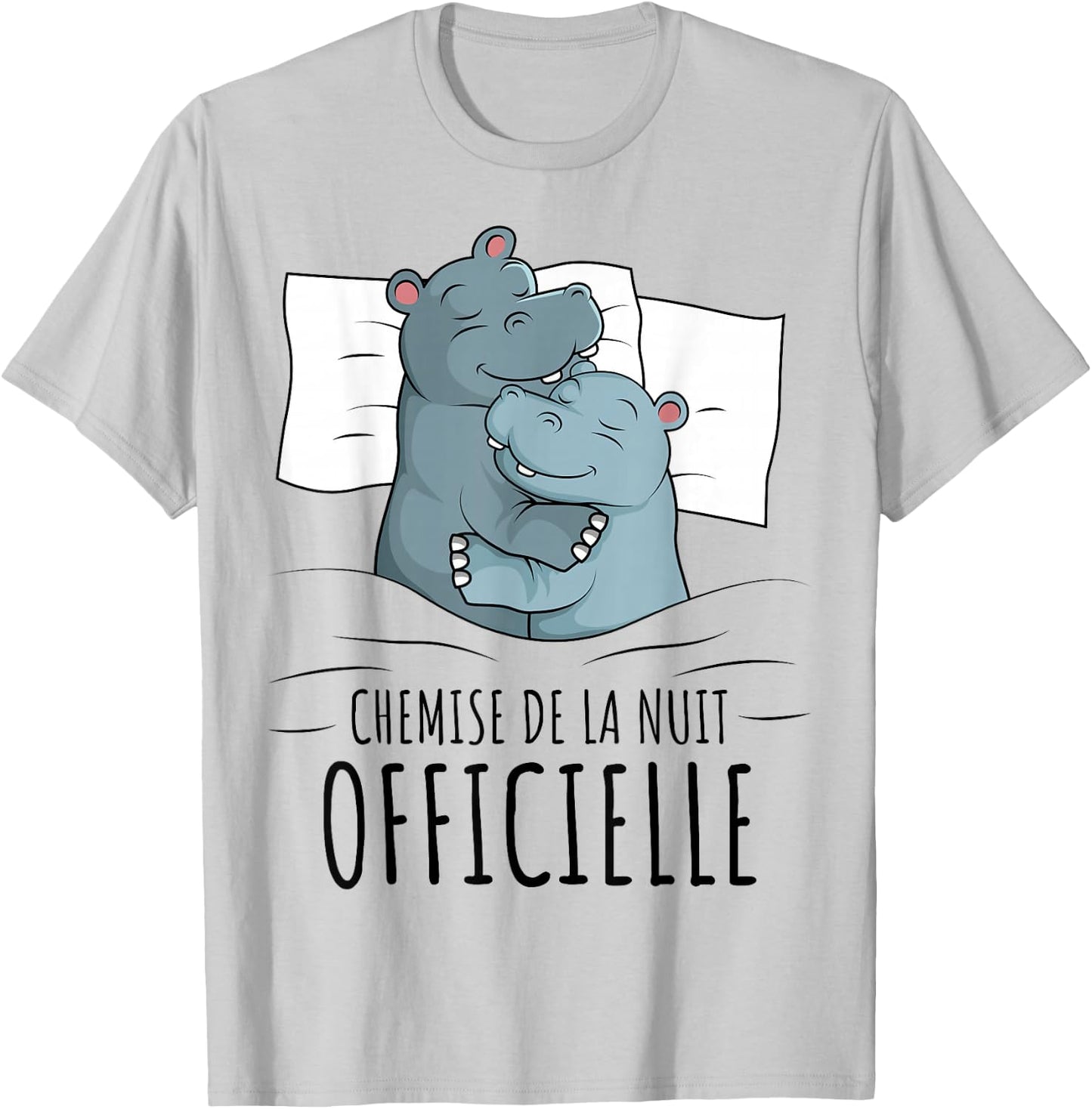 Hippopotamus Official Night Shirt , white T-Shirt - T-Shirt | Ash