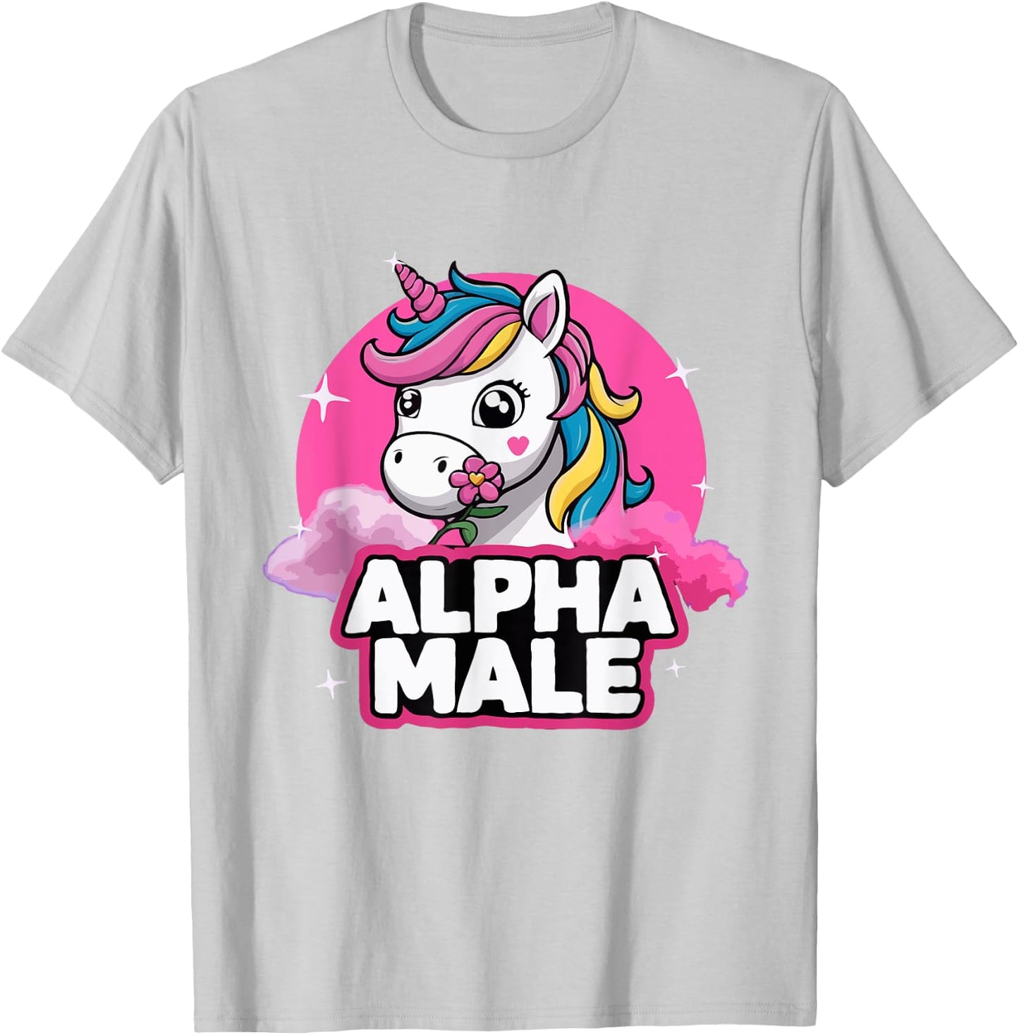Alpha Male Unicorn Pride Month Rainbow Design T-Shirt - T-Shirt | Ash