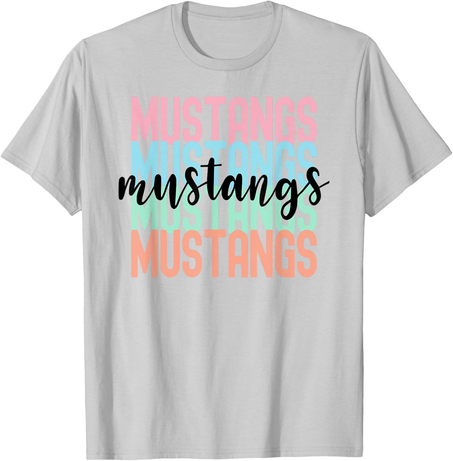 Mustangs Team Mascot School Spirit Game Night T-Shirt - T-Shirt | Ash