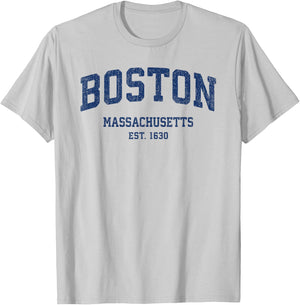 Boston Massachusetts MA Vintage Athletic Sports T-Shirt - T-Shirt | Ash