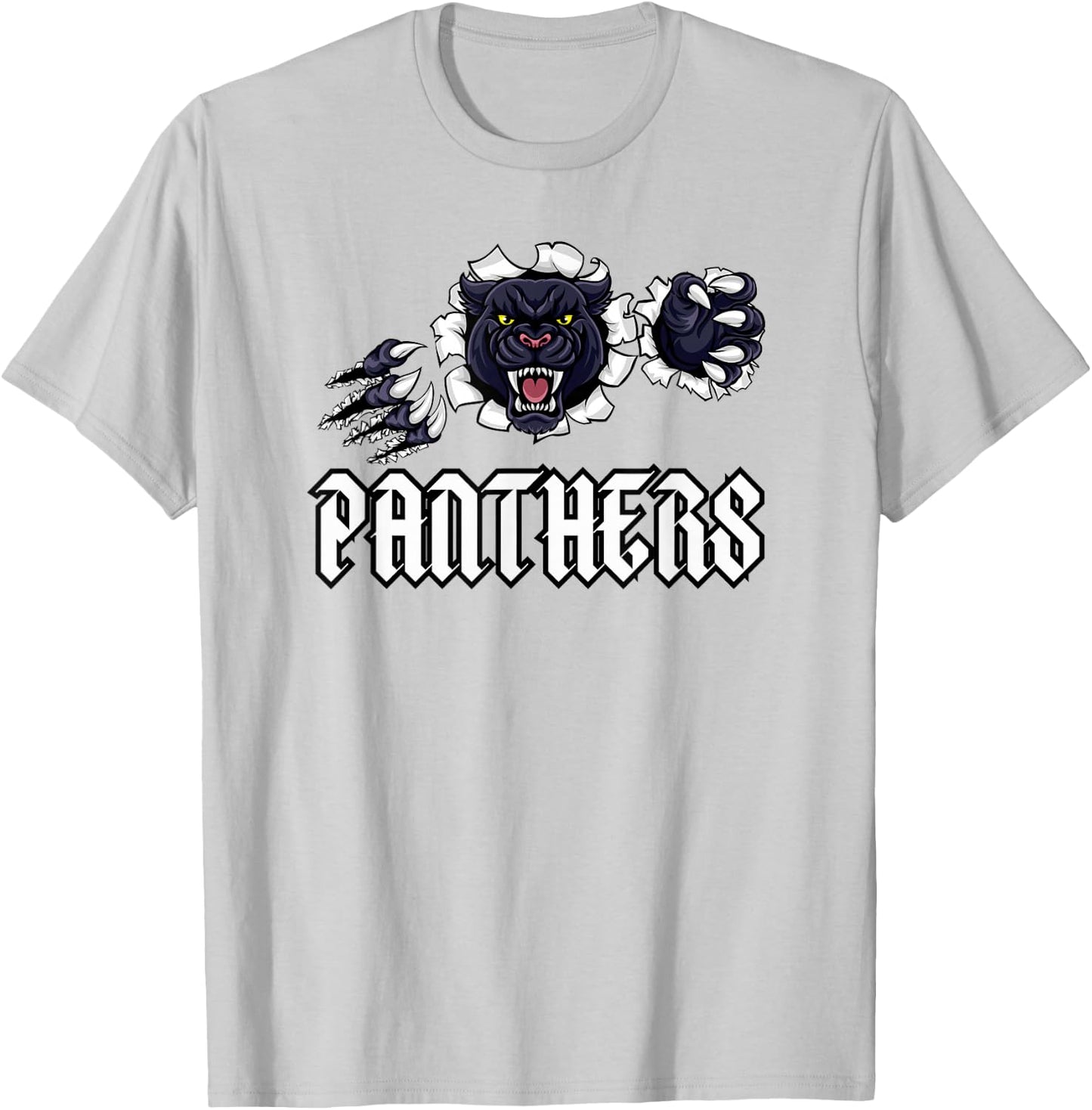 Panther Pride White Text High School Spirit Fan Wear T-Shirt - T-Shirt | Ash