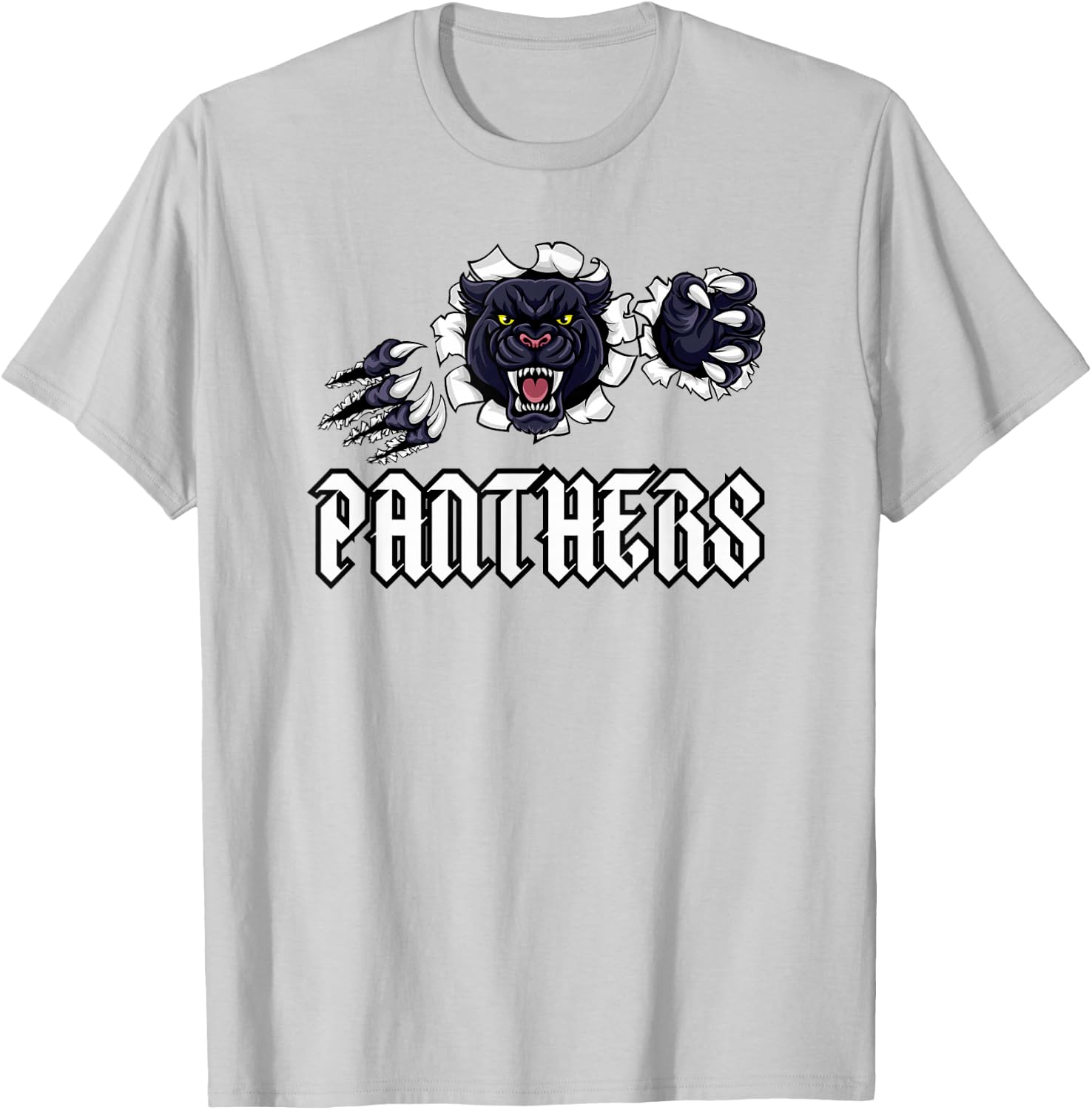 Panther Pride White Text High School Spirit Fan Wear T-Shirt - T-Shirt | Ash