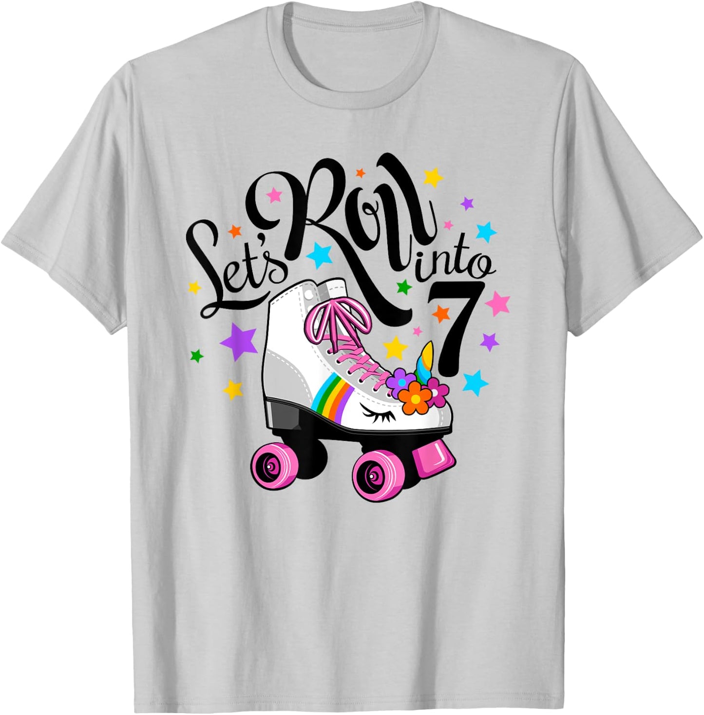 Lets roll into 7 Birthday. Unicorn, Roller skate T-Shirt - T-Shirt | Ash
