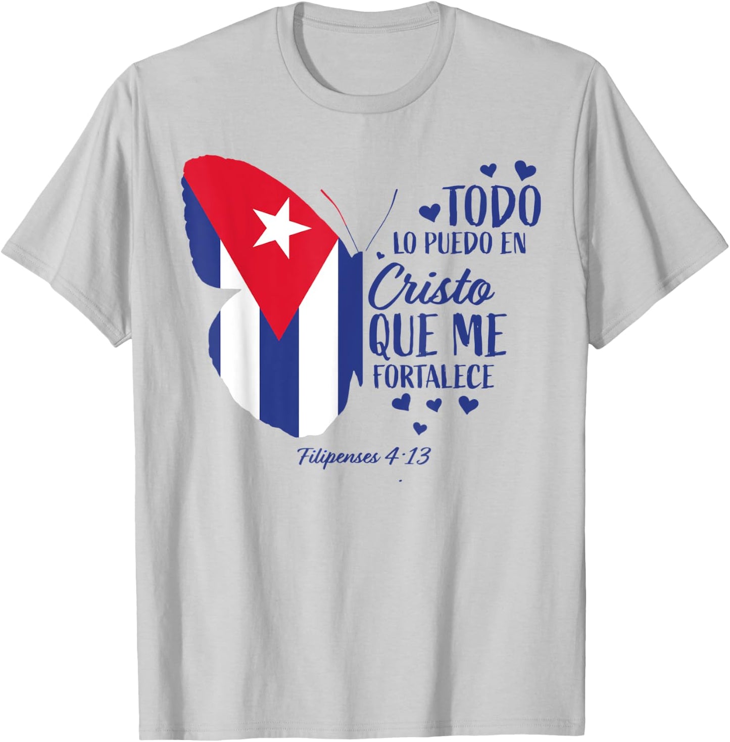 Regalos Cristianos Mujeres Mariposa Cristo Bandera Cubana T-Shirt - T-Shirt | Ash