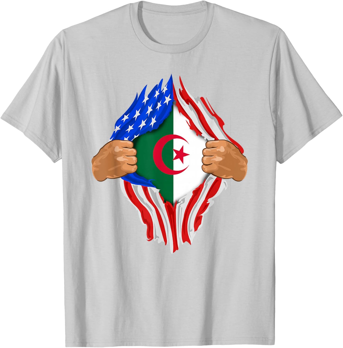 Algerian Blood Inside Me | Algeria Flag Gift T-Shirt - T-Shirt | Ash