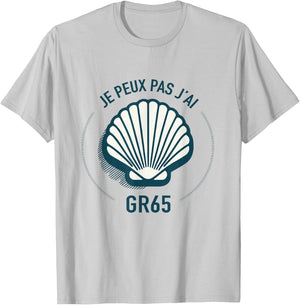 Humour Hiking GR65 Compostela Gift Walker and Pilgrim , Blue, S T-Shirt - T-Shirt | Ash