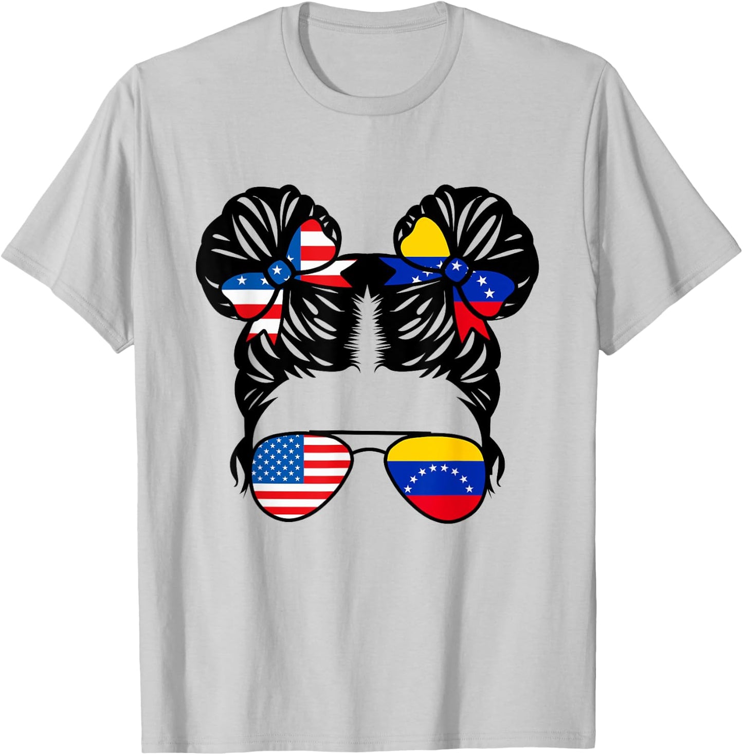 Half American Venezuelan Girl USA Venezuela Flag Patriot T-Shirt - T-Shirt | Ash