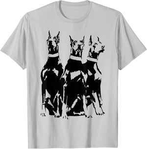 Dobermans Minimalist Dog Lovers Art Design T-Shirt - T-Shirt | Ash