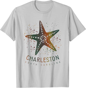 Charleston SC Cute Girls Kids Starfish Graphic T-Shirt - T-Shirt | Ash