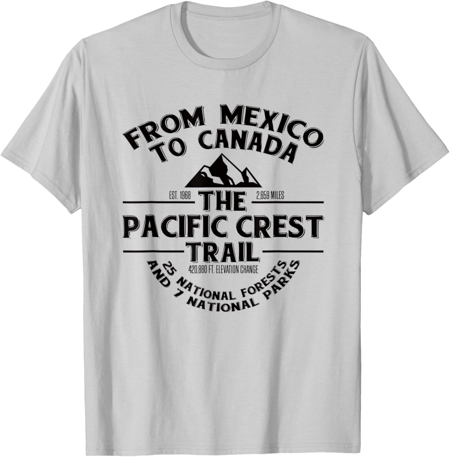 Pacific Crest Trail T Shirt, PCT Novelty Gift T-Shirt - T-Shirt | Ash