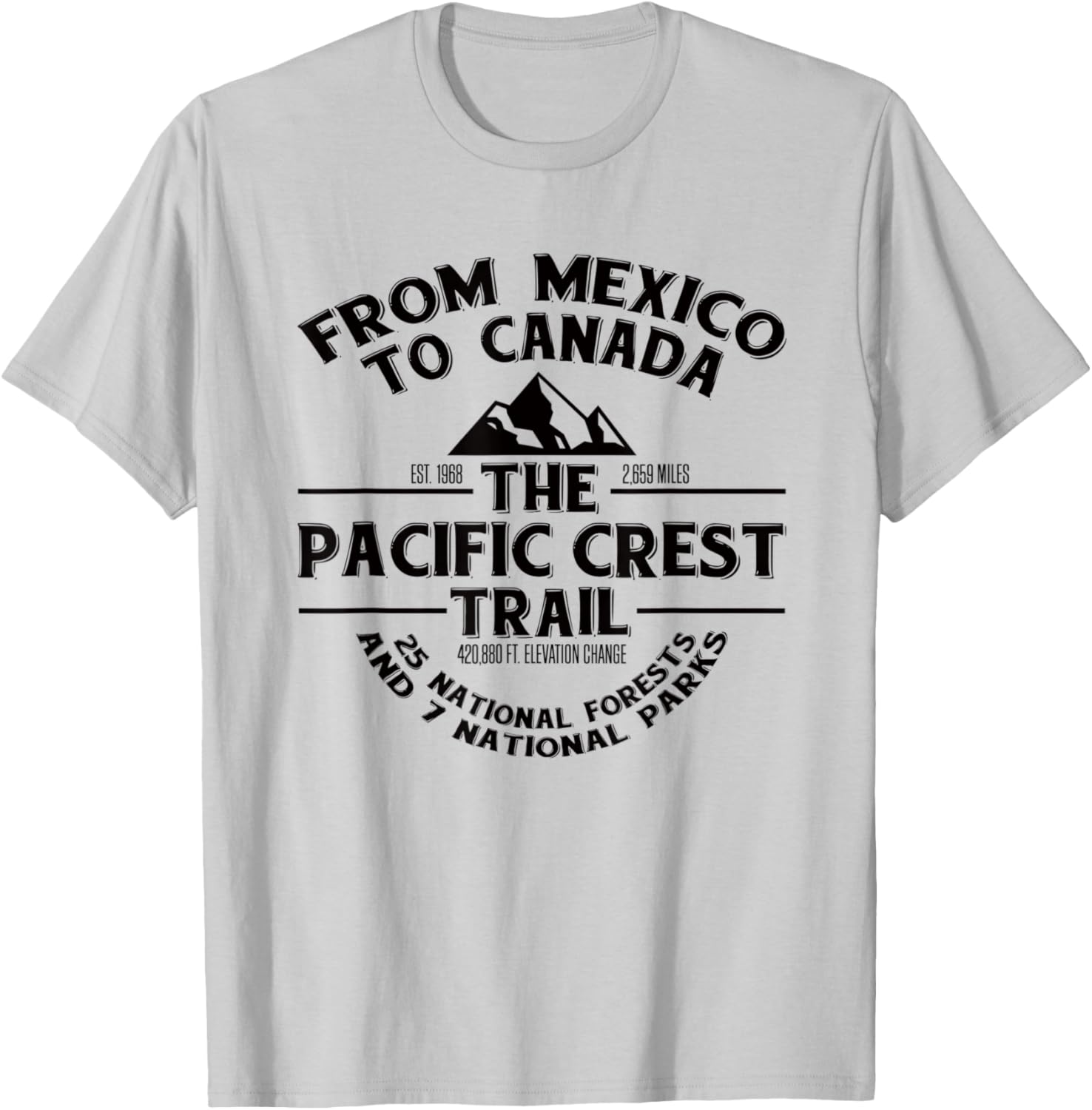 Pacific Crest Trail T Shirt, PCT Novelty Gift T-Shirt - T-Shirt | Ash