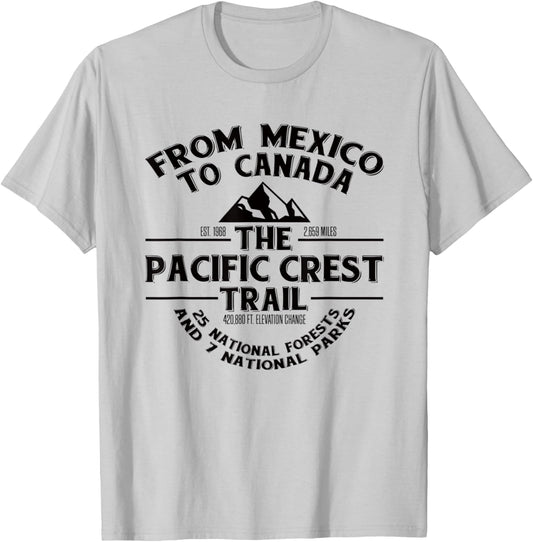 Pacific Crest Trail T Shirt, PCT Novelty Gift T-Shirt - T-Shirt | Ash