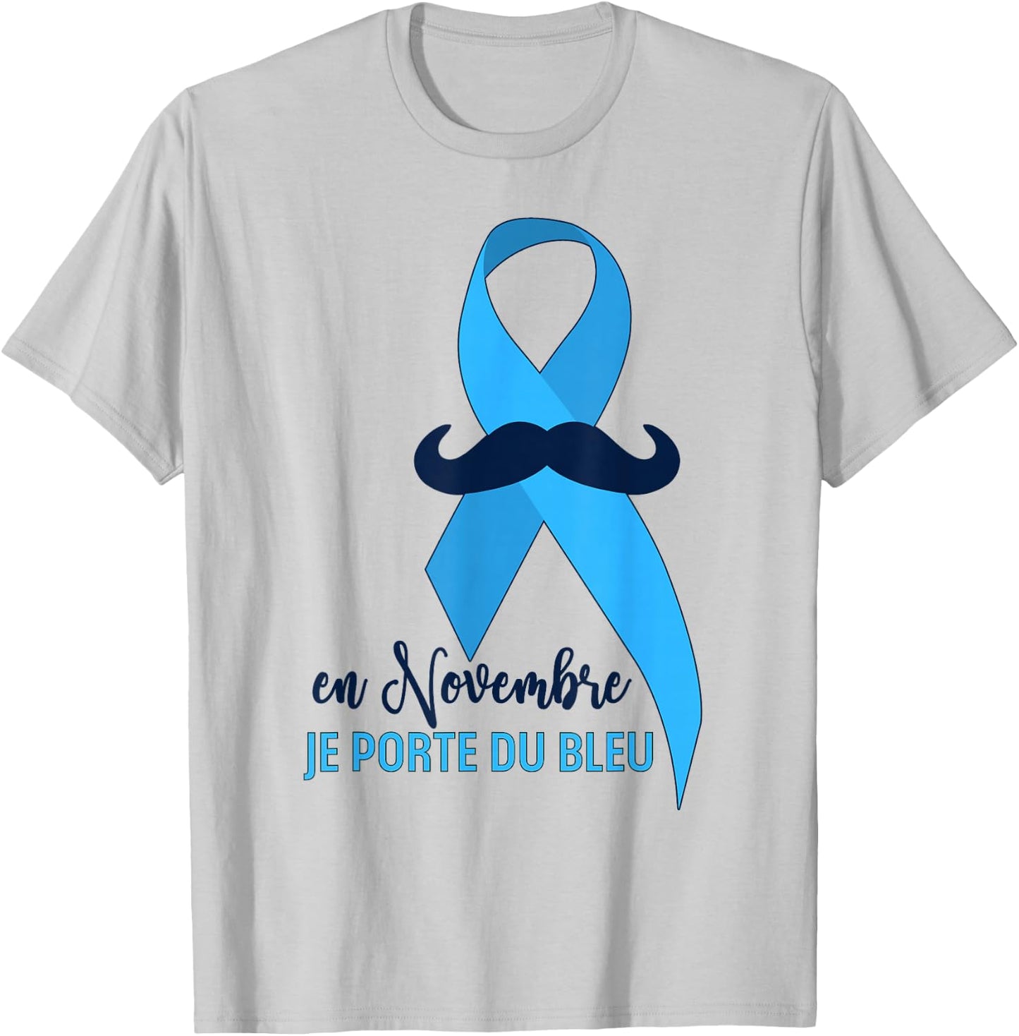 Blue Ribbon Prostate Cancer November Awareness T-Shirt - T-Shirt | Ash