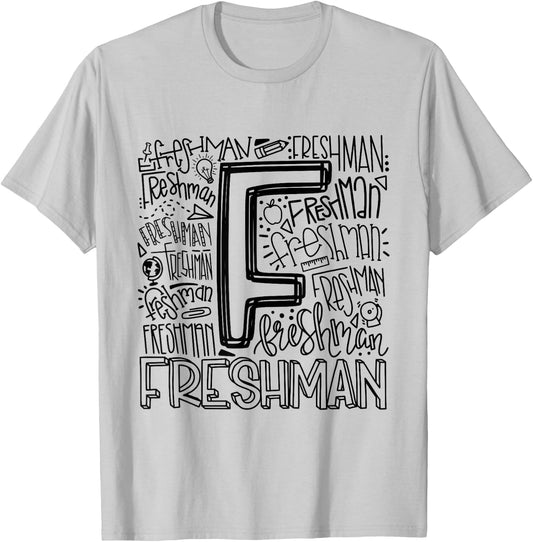 Freshman Ninth 9th Grade Typography Back To School T-Shirt - T-Shirt | Ash