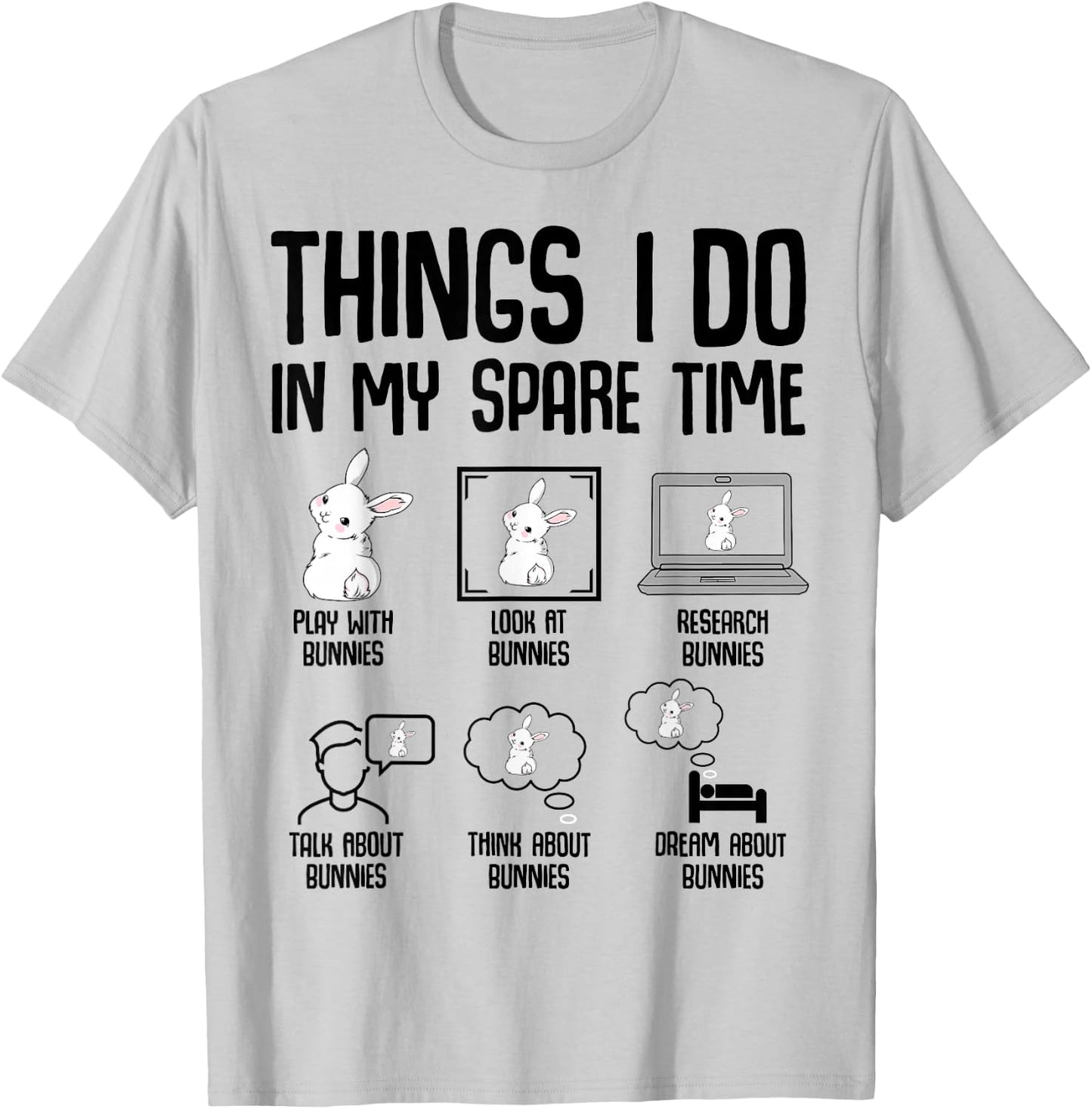 Things I Do In My Spare Time Bunny Rabbit Girls Kids T-Shirt - T-Shirt | Ash
