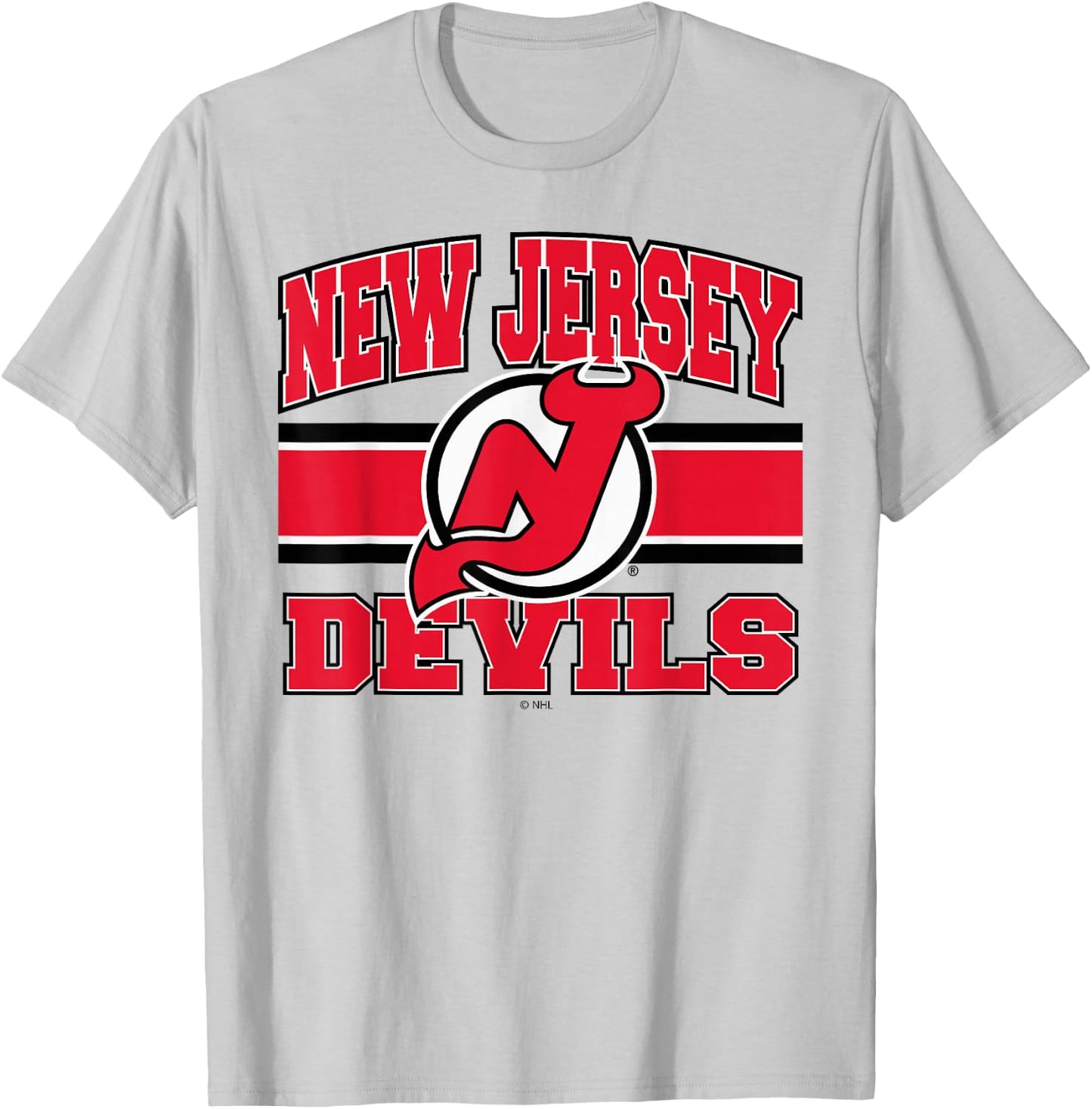 New Jersey Devils Stripe Gray Officially Licensed T-Shirt - T-Shirt | Ash