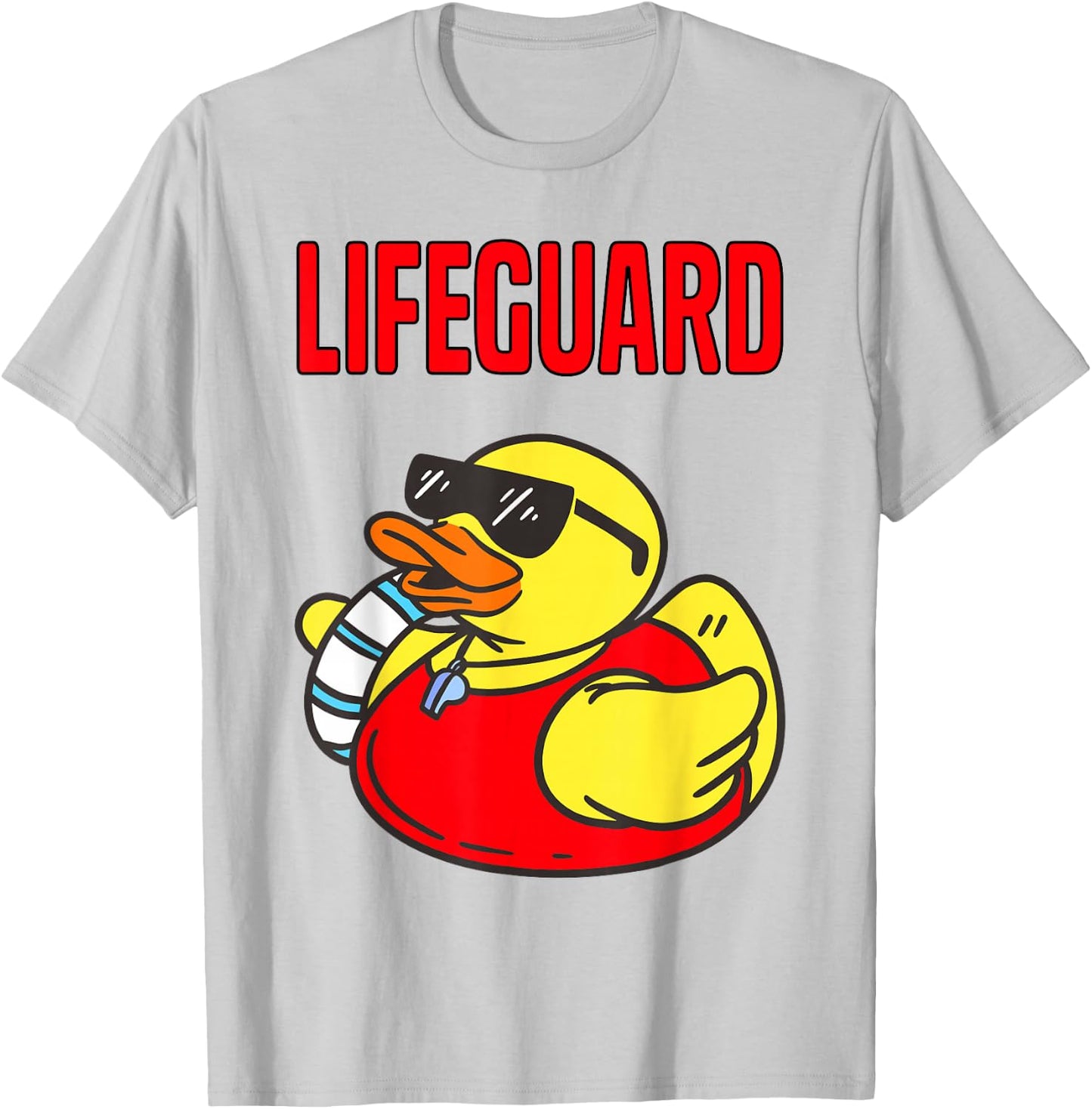 Rubber Duck Graphic Parody Lifeguard T-Shirt - T-Shirt | Ash