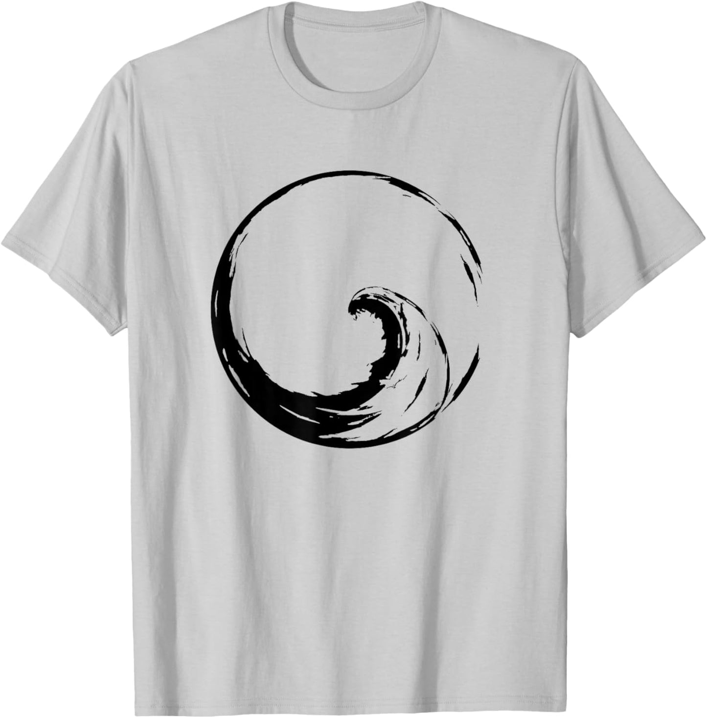 Peace Wave in Enso Circle - Buddhist Zen Calligraphy Shirt T-Shirt - T-Shirt | Ash