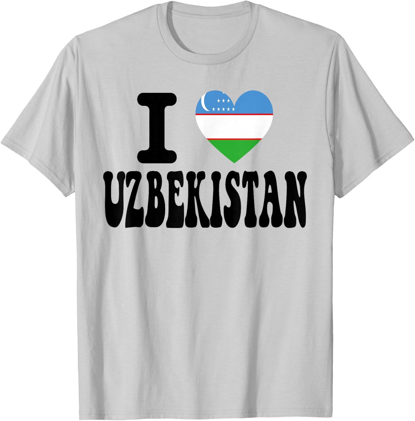 I Love Uzbekistan Heart Flag Retro Travel Souvenir T-Shirt - T-Shirt | Ash