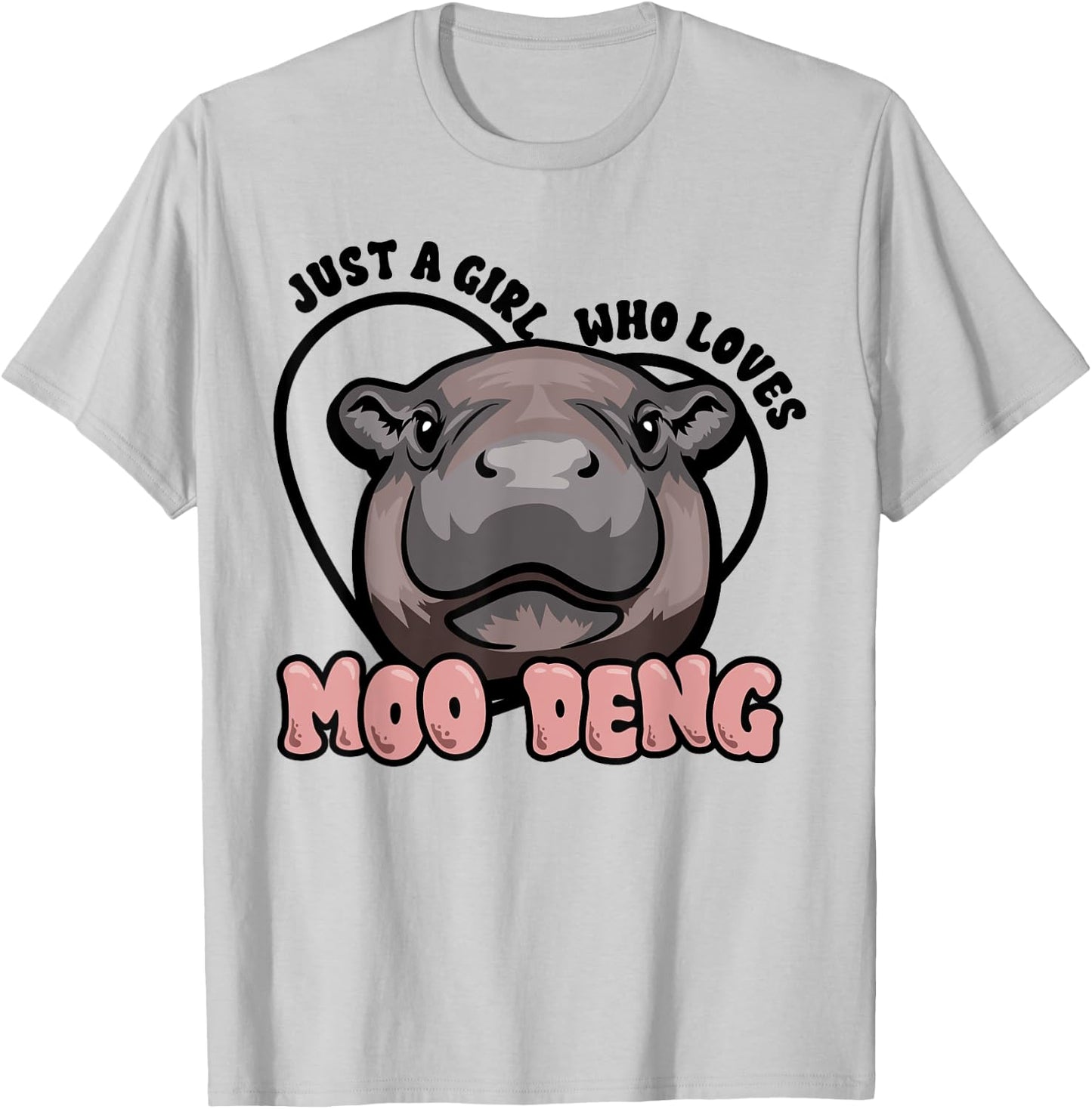 Moo Deng Just a Girl Who Loves Hippos Gift , grey, S T-Shirt - T-Shirt | Ash