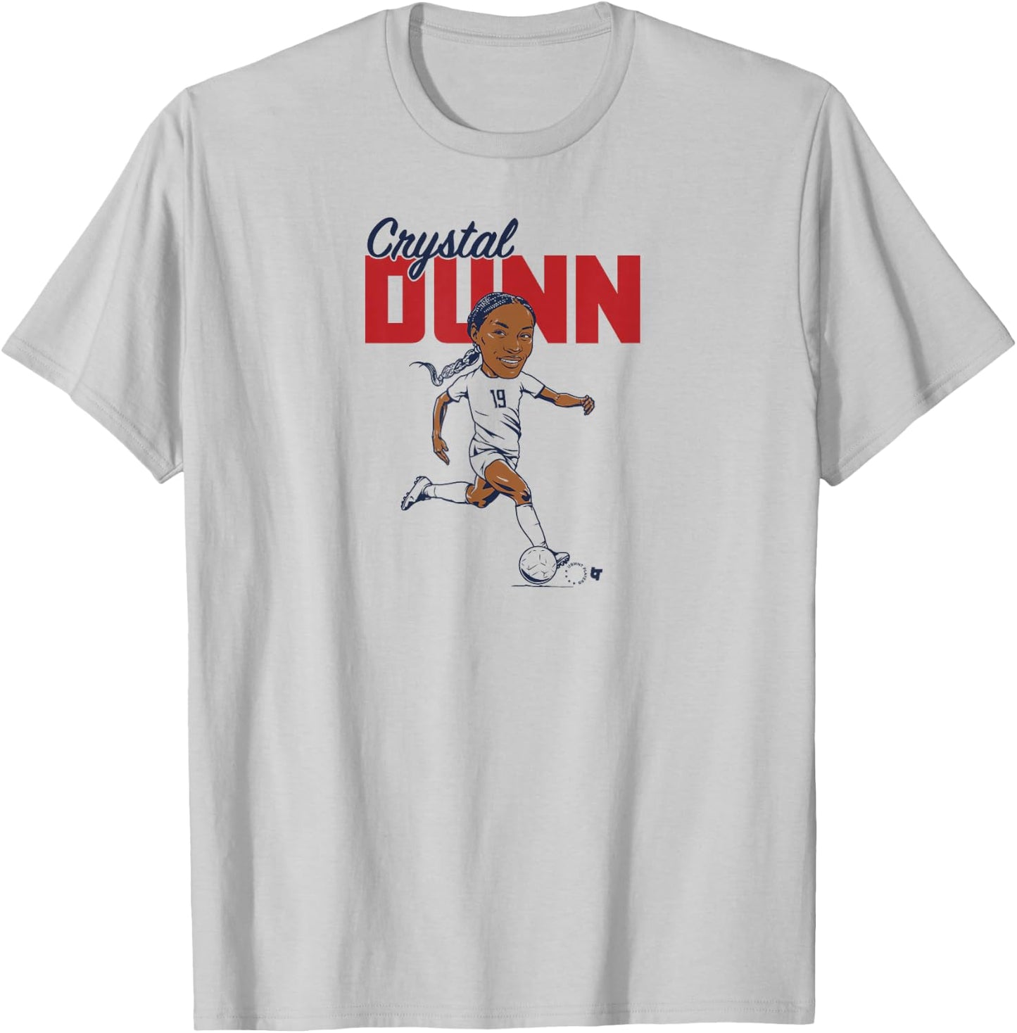 Crystal Dunn: Caricature - USWNT Players Association Soccer T-Shirt - T-Shirt | Ash