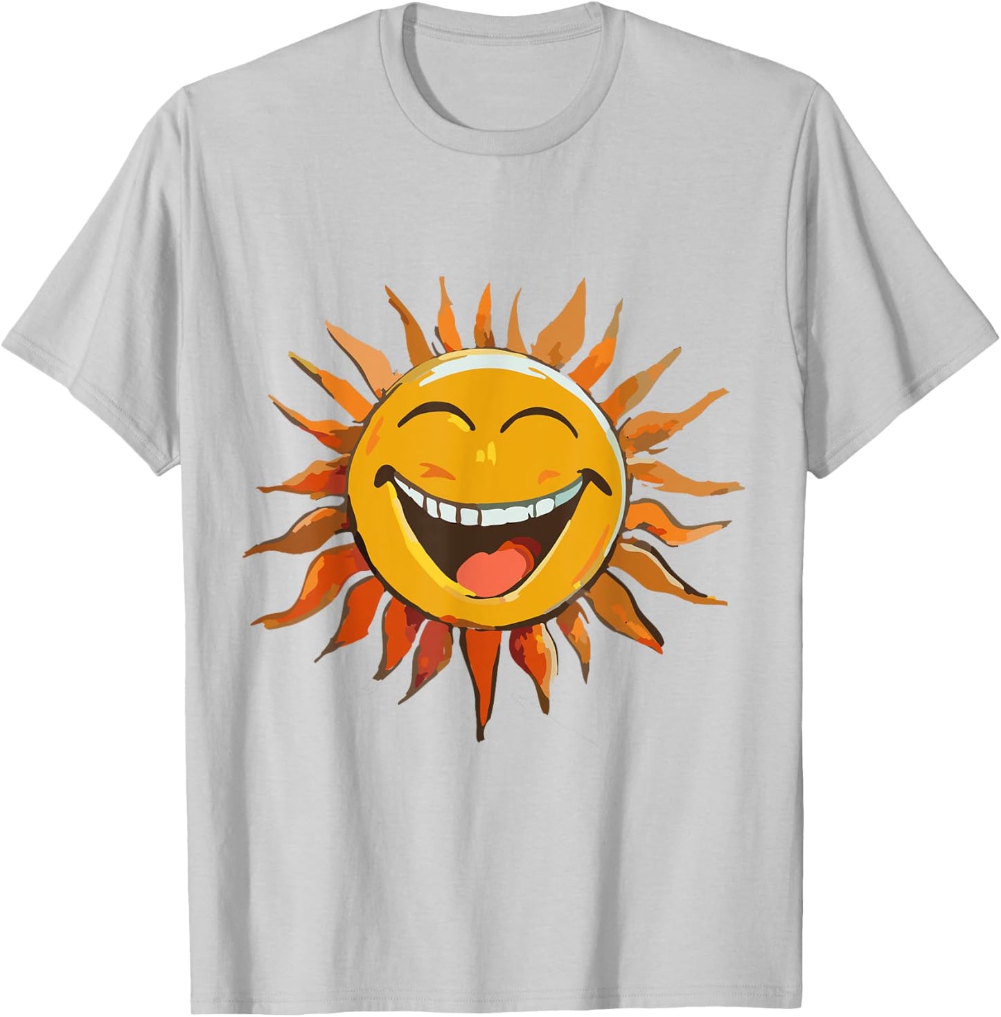 coole Sonne mit lachendem Gesicht T-Shirt - T-Shirt | Ash