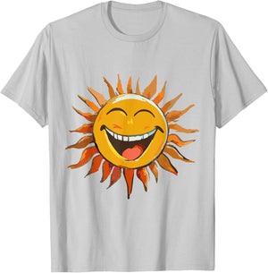 coole Sonne mit lachendem Gesicht T-Shirt - T-Shirt | Ash