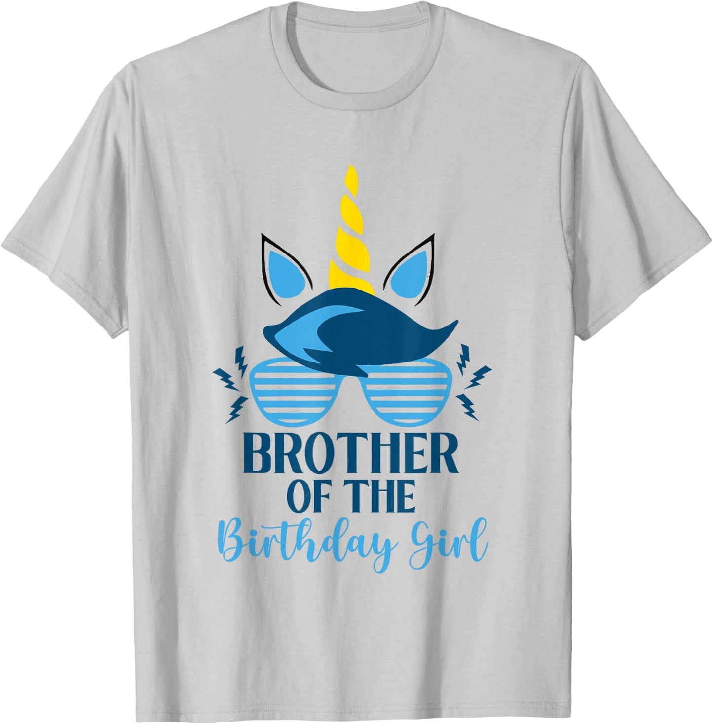 Unicorn Brother Of The Birthday Girl Themed Family Birthday T-Shirt - T-Shirt | Ash