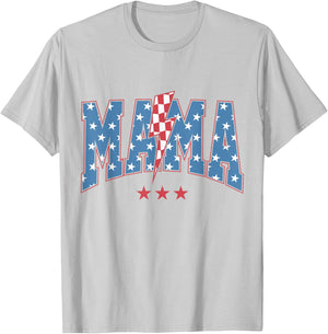 Mama Dada Mini 4th of July American Family Matching T-Shirt - T-Shirt | Ash