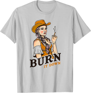 Smash The Patriarchy Feminism Burn It Down Feminist Cowgirl T-Shirt - T-Shirt | Ash
