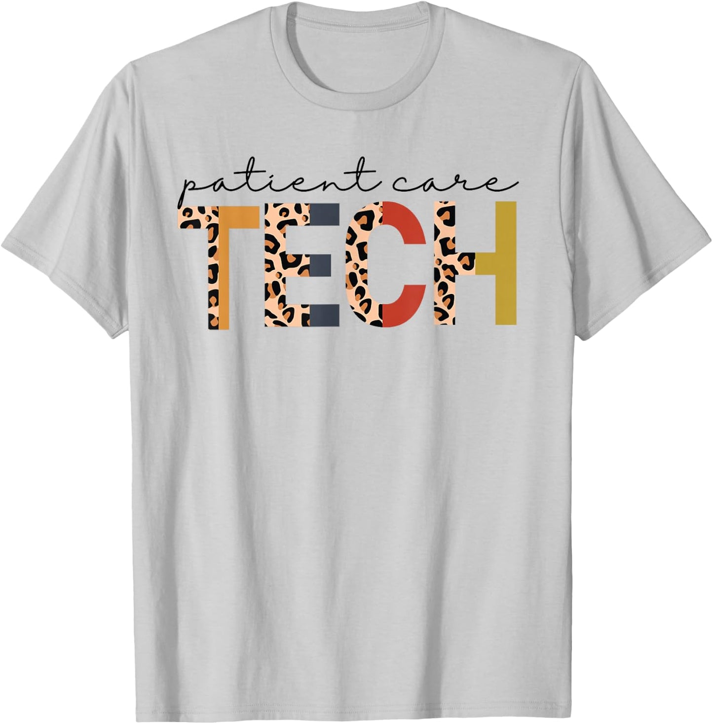 Cute Patient Care Tech Leopard Patient Care Technician PCT T-Shirt - T-Shirt | Ash