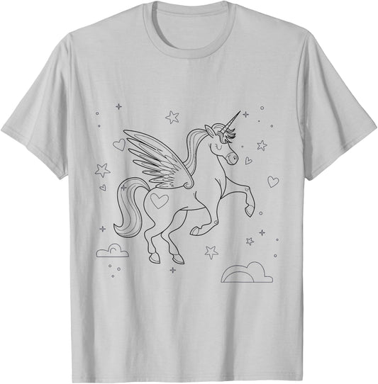 Unicorn Coloring Craft Art DIY Painting Color Paint T-Shirt - T-Shirt | Ash