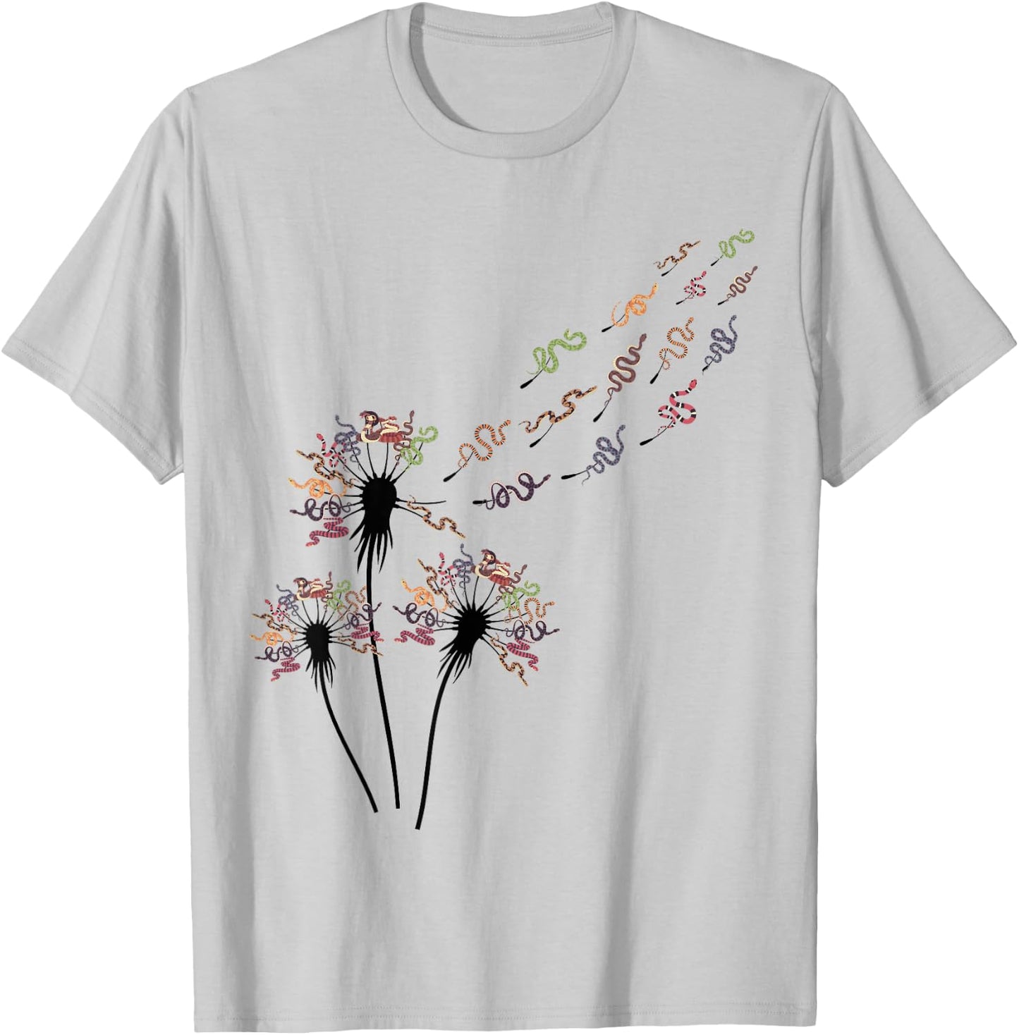 Flower Dandelion Snakes Stuff for Snake Lover | Snake T-Shirt - T-Shirt | Ash